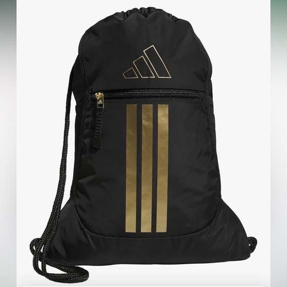 adidas Other - NWT Adidas Men's Women’s Kid’s Black Backpack with Gold Accents Cinch Bag